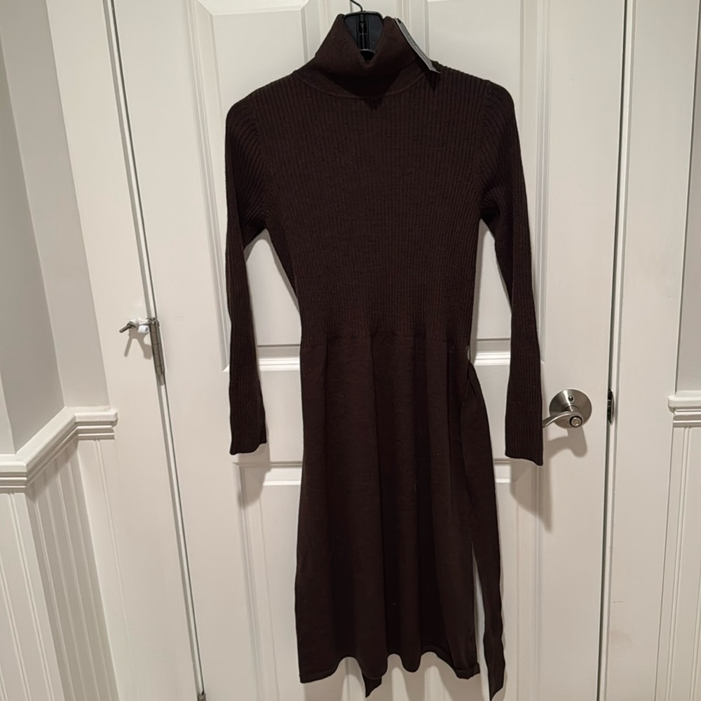 Talbots Brown Turtleneck Sweater Dress Size S NWT